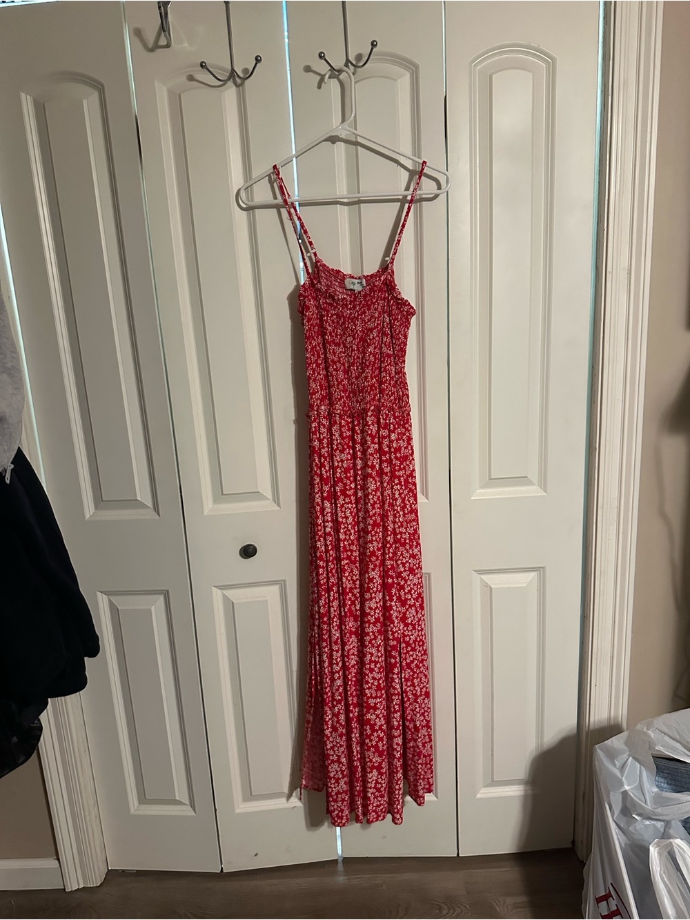 Red Floral Spaghetti-Strap Maxi Dress - Casual Summer